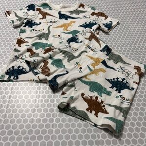 Boys White with Colorful Dinosaurs PJ Shorts Set

Size 5T